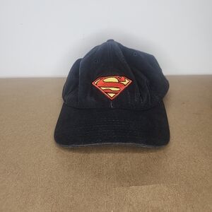 Black Vintage Warner Brothers Superman Logo Cap 1998
